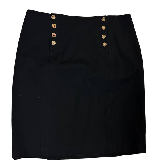 Ralph Lauren Green Label Black pencil skirt with gold buttons. Size 14 - Picture 1 of 4